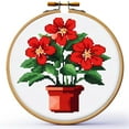 Cartoon Simple Figure of Red Flower 11CT Stamped Cross Stitch Kits Easy