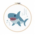 thumbnail image 1 of Cartoon Simple Figure Shark 11CT Stamped Cross Stitch Kits with Hoop Easy for Beginners Child Needlepoint Counted Embroidery Kits Art Craft Wall Decor 12x12IN(7), 1 of 9