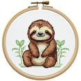 thumbnail image 1 of Cartoon Simple Figure Sloth 11CT Stamped Cross Stitch Kits with Hoop Easy for Beginners Child Needlepoint Counted Embroidery Kits Art Craft Wall Decor 12x12IN(1), 1 of 9