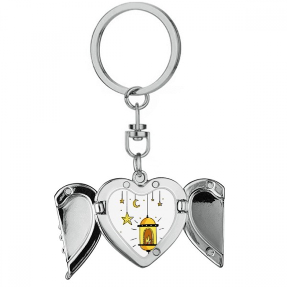 Cartoon Simple Geometric Shapes Pattern Heart Angel Wing Key Chain Holder