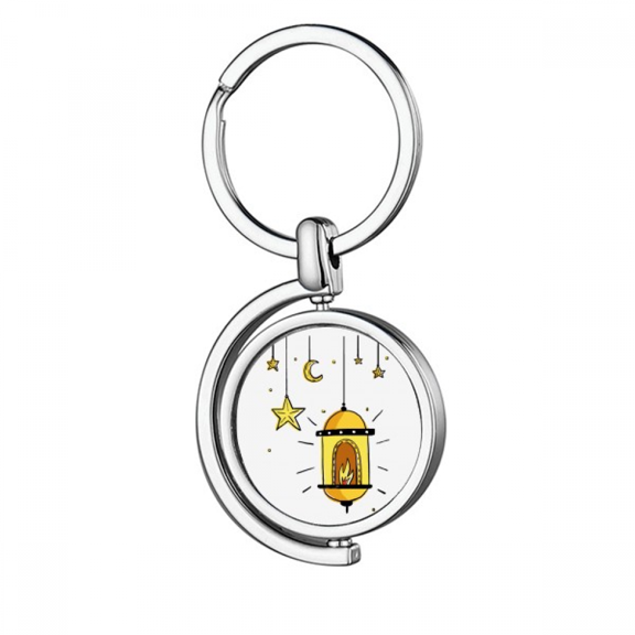Cartoon Simple Geometric Shapes Pattern Rotating Keychain Metal Keyring Holder