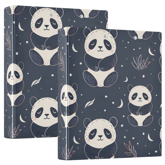 Cartoon Sitting Panda Hardcover 3 Ring Binder 1.5” Round Rings Letter Size Paper Pockets for School Office Supplies