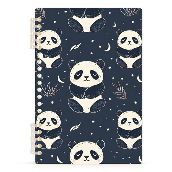 Cartoon Sitting Panda Notebooks 1-subject Journal 60 Sheets A5 College Ruled Paper Detachable Ring 8.3"x5.7"