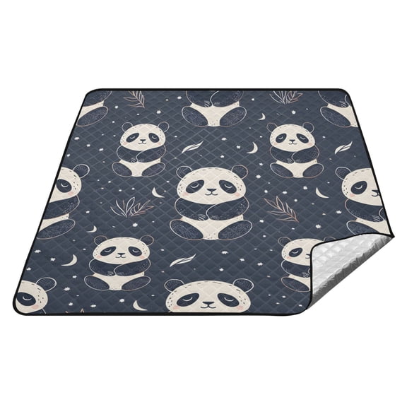 Cartoon Sitting Panda Picnic Blankets Extra Large 78"x78" Beach Blanket Waterproof Sandproof Outdoor Mat for Camping Travel Park