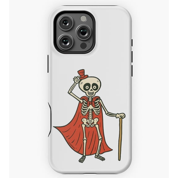 Cartoon Skeleton with Top Hat Cane and Cape Playful Halloween Illustration GA5422 Phone Case for iPhone 11 to 17 Pro Max