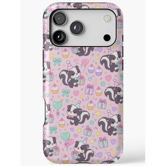 Cartoon Skunks, Cupcakes, Gifts and Hearts Tough Phone Case for Apple iPhone, Polycarbonate and TPU