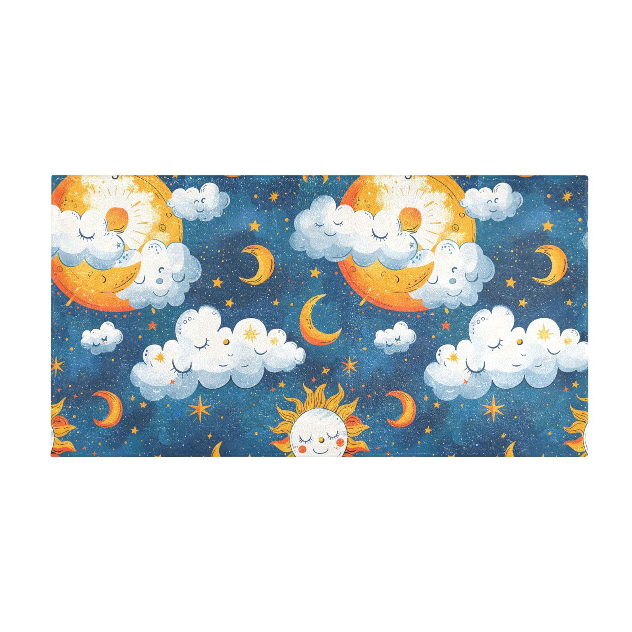 Cartoon Sky Pattern Bath Mat 39x20 Inch Soft Absorbent Non-Slip Plush ...