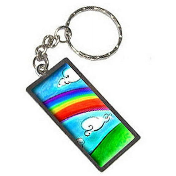 Cartoon Sky Rainbow And Clouds Keychain Key Chain Ring
