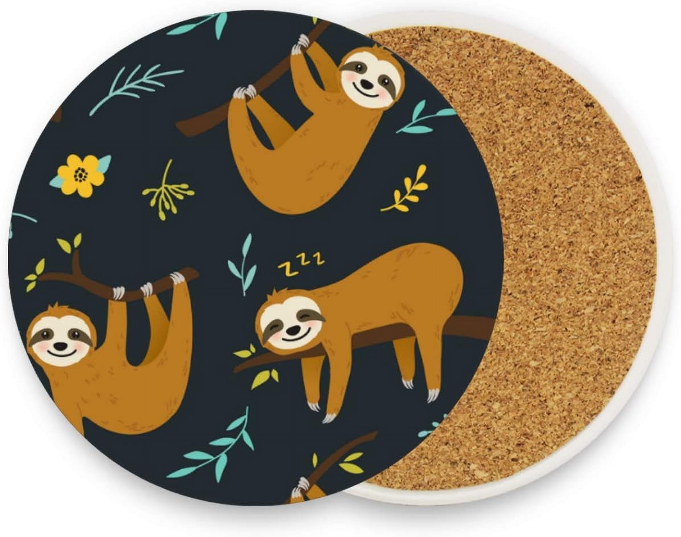 Cartoon Sloth Animal Drink Coaster Moisture Absorbing Stone Coasters