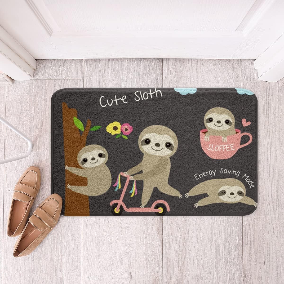 Cartoon Sloth Bathroom Mat Cute Kawaii Wild Animal Themed Non Slip Bath