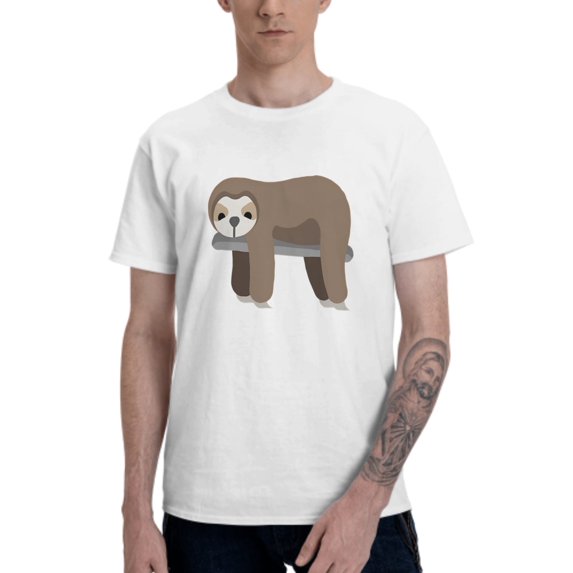 Cartoon Sloth Men's T-Shirt Cotton 100% Summer Tops Fashion Casual Animal Short Sleeves for Men Women Round Collar Top Tees