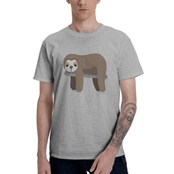 Cartoon Sloth Men's T-Shirt Cotton 100% Summer Tops Fashion Casual Animal Short Sleeves for Men Women Round Collar Top Tees