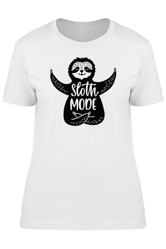 Cartoon Sloth Mode Sketch T-Shirt Women -Image by Shutterstock, Female Large