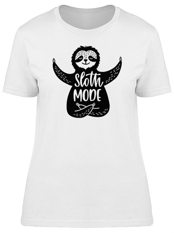 Cartoon Sloth Mode Sketch T-Shirt Women -Image by Shutterstock, Female Small