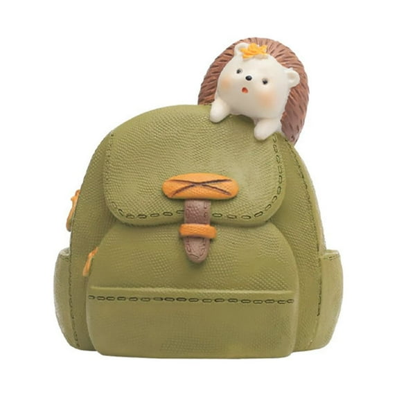 Cartoon Small Animals Backpack Fleshy Flower Pot, Household Desktop Storage Pen Holder Balcony Decoration Potted Plants(Hedgehog)