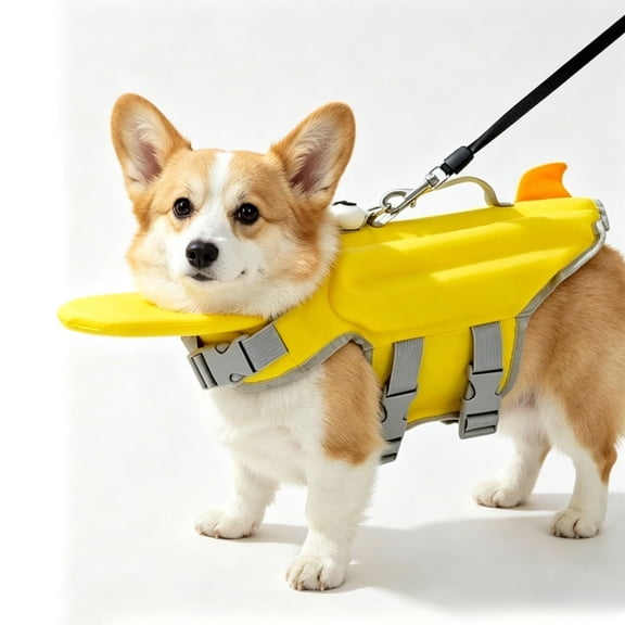 Cartoon Small Dog Swim Vest, EPE Foam Anti Roll Over Life Jacket for Water Activities Top Rescue Lifting Strap, Customizable Fit, Multi Sizes for Teddy