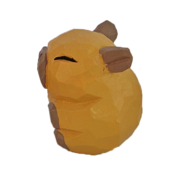 Cartoon Small Wooden Capybaras Sculpture Figurine for Animal Lover Collector Home Office Decors Car Interior Ornament