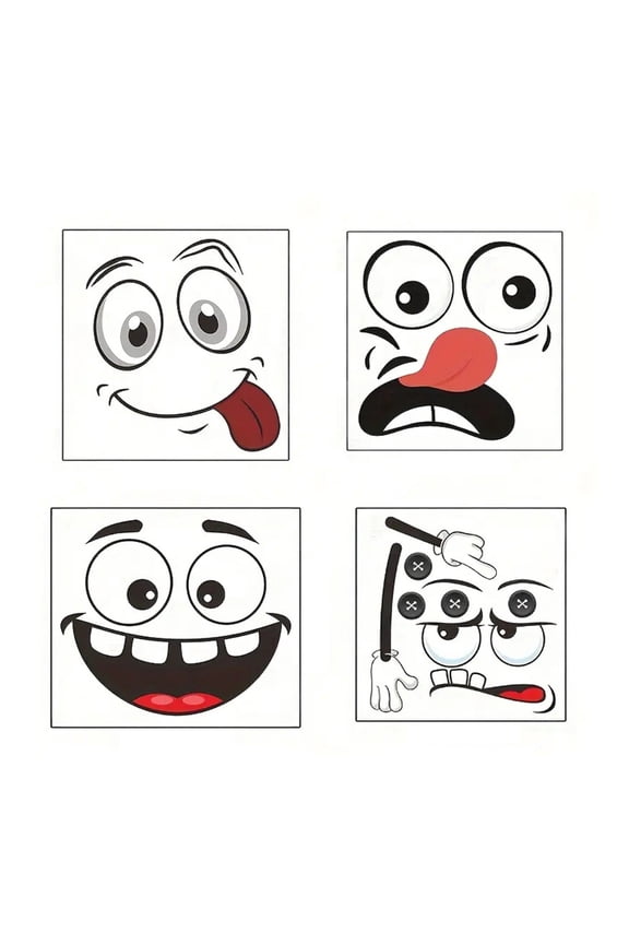 Cartoon Smiling Stickers Pack Of 4 None Decals For Game Consoles Personalizing Technology Gadgets And Gaming Gear