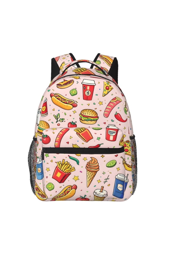 Cartoon Snack Junk Food Lover Gift Backpack Lightweight Travel Bag for Men and Women