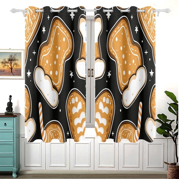 Cartoon Snack Pattern 63x55in Window Curtain Panels 63x55in 2-Piece Heavy Duty 80% Light Blocking