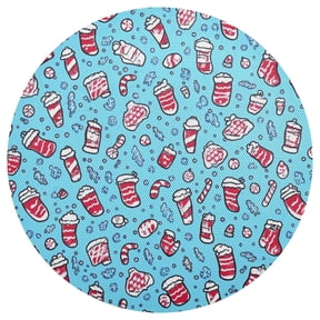 Cartoon Snack Pattern Design 15.4in Diameter PVC Plate Mat, Heat-Resistant and Cuttable, Kitchen Decor