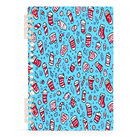 Cartoon Snack Pattern Design A5 8.3x5.7in PP Notebook, Adjustable Rings, 60 Sheets, Diary or Journey Note