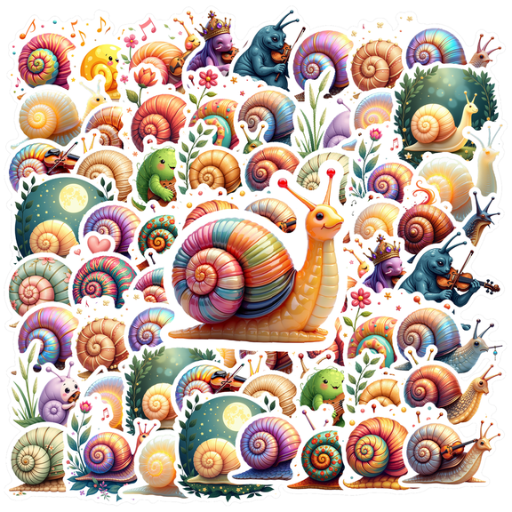 Cartoon Snail Theme Stickers, Waterproof Snail Theme Sticker for Water Bottle Laptop Phone Cases Planner Skateboard Luggage Helmet Party Favor Decor, Ideal for Adults Teens Teacher Rewards