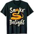 thumbnail image 1 of Cartoon Snake Delight Black T-Shirt Colorful C Shaped Snake Design, 1 of 5