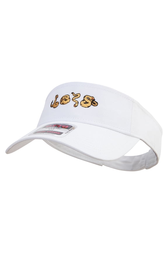 Cartoon Snake Embroidered Cotton Twill Sun Visor - White OSFM
