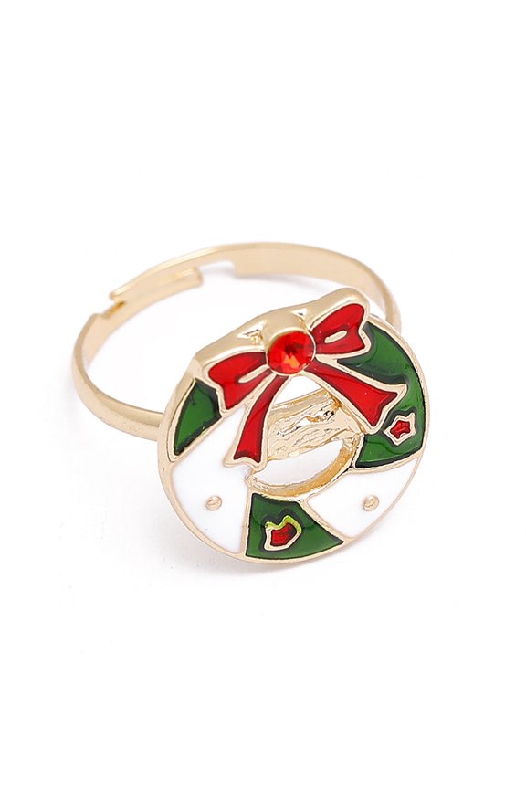 Cartoon Snowman Christmas Rings, Adjustable Alloy Rings, Unisex Holiday Jewelry, Festive Cartoon Design, Drip Oil Treatment