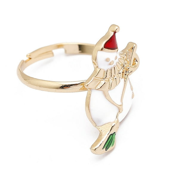 Cartoon Snowman Christmas Rings, Adjustable Alloy Rings, Unisex Holiday Jewelry, Festive Cartoon Design, Drip Oil Treatment