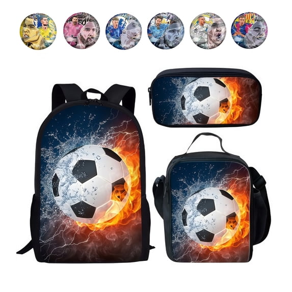 Cartoon Soccer Backpack Set, Lightweight Large Capacity Bookbag with ...