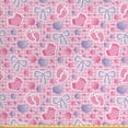 thumbnail image 1 of Ambesonne Cartoon Fabric by the Yard Upholstery, Bows and Buttons Ribbon, 10 Yards, Pale Pink and Mauve, 1 of 4