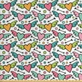 thumbnail image 1 of Ambesonne Cartoon Fabric by the Yard Upholstery, Hearts with Wings and Dots, 2 Yards, Multicolor, 1 of 4