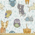 thumbnail image 1 of Ambesonne Cartoon Fabric by the Yard Upholstery, Animals Kitten Puppy Art, 5 Yards, Multicolor, 1 of 5