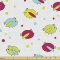 thumbnail image 1 of Cartoon Sofa Upholstery Fabric by the Yard, Funny Colorful Birds Flying and Polka Dots Repetition Design, Decorative Fabric for DIY and Home Accents, White and Multicolor by Ambesonne, 1 of 5