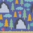 thumbnail image 1 of Cartoon Sofa Upholstery Fabric by the Yard, Item Illustration Girl Cloud Tree Colorful, Decorative Fabric for DIY and Home Accents, Azure Blue Multicolor by Ambesonne, 1 of 5