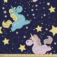 thumbnail image 1 of Cartoon Sofa Upholstery Fabric by the Yard, Night Sky Demonstration of Floating Unicorns Stars Polka Dots Theme, Decorative Fabric for DIY and Home Accents, Multicolor by Ambesonne, 1 of 5