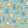 thumbnail image 1 of Cartoon Sofa Upholstery Fabric by the Yard, Design Lion Drawings Animal, Decorative Fabric for DIY and Home Accents, Seafoam Mustard by Ambesonne, 1 of 5