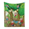 thumbnail image 1 of Cartoon Soft Flannel Fleece Blanket, Children Kid Apes Monkeys Playing in Exotic Forest with Big Trees and Daisy Blooms, Cozy Plush for Indoor and Outdoor Use, 50" x 70", Multicolor, by Ambesonne, 1 of 5