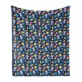 thumbnail image 1 of Cartoon Soft Flannel Fleece Blanket, Cosmonaut Girl and Boy Siblings in Space Futuristic Moon Sun Adventure Caricature, Cozy Plush for Indoor and Outdoor Use, 70" x 90", Multicolor, by Ambesonne, 1 of 6