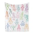 thumbnail image 1 of Cartoon Soft Flannel Fleece Blanket, Drawings of Various Robots Performing a Number of Tasks Radar Waiter Guard Cleaner, Cozy Plush for Indoor and Outdoor Use, 70" x 90", Multicolor, by Ambesonne, 1 of 6