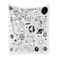 thumbnail image 1 of Cartoon Soft Flannel Fleece Blanket, Hand Drawn Planets Asteroids Constellations Monochrome Elements from the Universe, Cozy Plush for Indoor and Outdoor Use, 50" x 70", White Black, by Ambesonne, 1 of 5