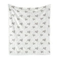 thumbnail image 1 of Cartoon Soft Flannel Fleece Blanket, Happy Little Flying Dinosaurs Baby Spotted Pterodactyls Childish Drawing, Cozy Plush for Indoor and Outdoor Use, 60" x 80", White and Pale Taupe, by Ambesonne, 1 of 5