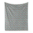 thumbnail image 1 of Cartoon Soft Flannel Fleece Blanket, Orange Tiger Animal Zoology Leaves Ornaments Nursery Themed Layout, Cozy Plush for Indoor and Outdoor Use, 50" x 60", Burnt Sienna and Pale Teal, by Ambesonne, 1 of 5