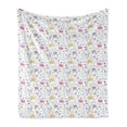 thumbnail image 1 of Cartoon Soft Flannel Fleece Blanket, Rainbow Clouds I Believe in Unicorns Love Hope Happy Cupcake Ice Cream Magic Kids, Cozy Plush for Indoor and Outdoor Use, 50" x 60", Multicolor, by Ambesonne, 1 of 5