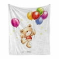 thumbnail image 1 of Cartoon Soft Flannel Fleece Blanket, Teddy Bear Colorful Balloons and Stars Cheerful Love Friends Animal Cartoon Print, Cozy Plush for Indoor and Outdoor Use, 50" x 60", Multicolor, by Ambesonne, 1 of 6