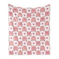 thumbnail image 1 of Cartoon Soft Flannel Fleece Throw Blanket, Animals Theme Pattern of Childish Pigs Along Heart Shapes on Plain Background, Cozy Plush for Indoor and Outdoor Use, 50" x 60", Multicolor, by Ambesonne, 1 of 5