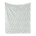 thumbnail image 1 of Cartoon Soft Flannel Fleece Throw Blanket, Bunnies with Lopsided Ears and Happy Clouds Pouring down Raindrops, Cozy Plush for Indoor and Outdoor Use, 60" x 80", Grey Pale Grey and White, by Ambesonne, 1 of 5