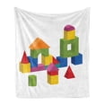 thumbnail image 1 of Cartoon Soft Flannel Fleece Throw Blanket, Children Lego Block Theme with Geometric Toy Parts Toddler Baby Style, Cozy Plush for Indoor and Outdoor Use, 60" x 80", Multicolor, by Ambesonne, 1 of 5